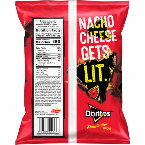 Doritos® Flamin' Hot Nacho Cheese Tortilla Chips Perspective: back