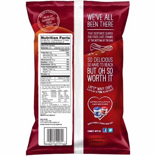 Lay's Wavy Hickory BBQ Potato Chips Perspective: back