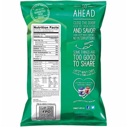 Lay's Wavy Ranch Potato Chips Perspective: back