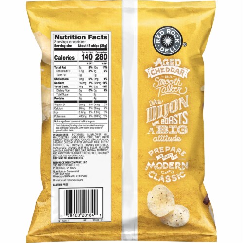 Red Rock Deli Kettle Chips Deli Style Aged Cheddar Flavor Potato Chips Perspective: back