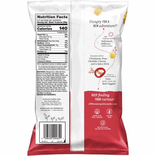Off the Eaten Path™ Spicy Cheddar Veggie Puffs Snacks Perspective: back