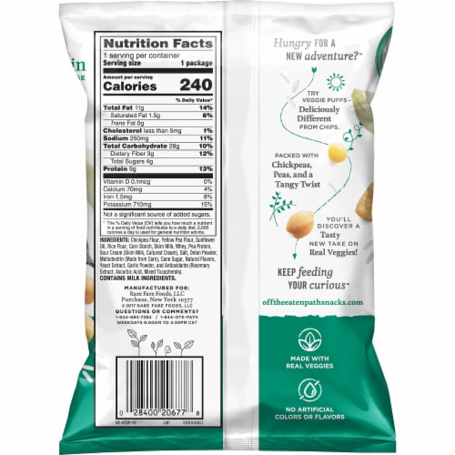 Off the Eaten Path Sour Cream & Onion Veggie Puffs Perspective: back