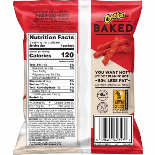 Hot cheeto food label