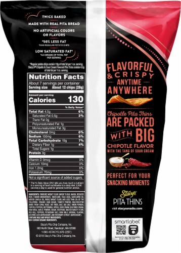 Stacy's® Chipotle Sour Cream Pita Thins Baked Pita Chips Snacks Perspective: back