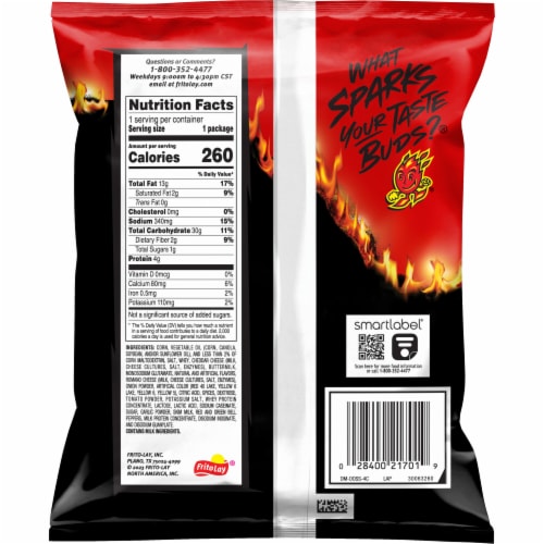 Doritos® Flamin' Hot® Nacho Flavored Tortilla Chips Perspective: back