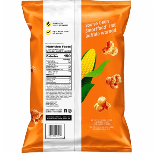 Smartfood Hot Buffalo Flavored Popcorn Snack Perspective: back