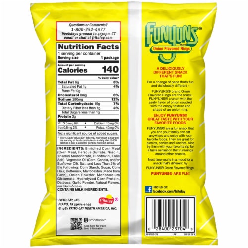 Funyuns Onion Flavored Rings Perspective: back