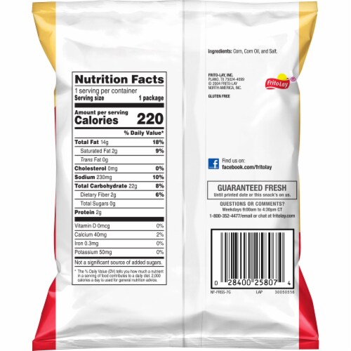 Fritos Flavor Twist Snacks 1oz Bag Perspective: back