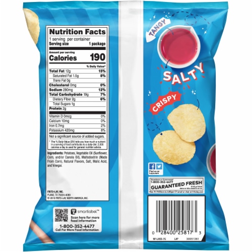 Lay's® Salt & Vinegar Flavored Potato Chips Perspective: back