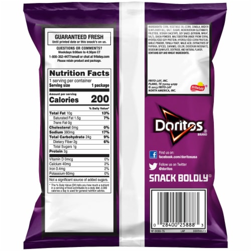 Doritos Spicy Sweet Chili Flavored Tortilla Chips Perspective: back