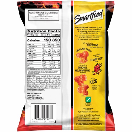 Smartfood Flamin' Hot White Cheddar Flavored Popcorn Perspective: back