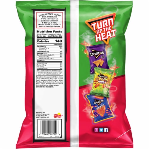 Doritos® Screamin' Sriracha Tortilla Chips Perspective: back