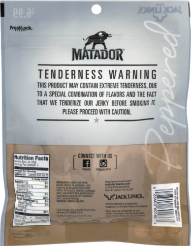 Matador Peppered Beef Jerky Perspective: back