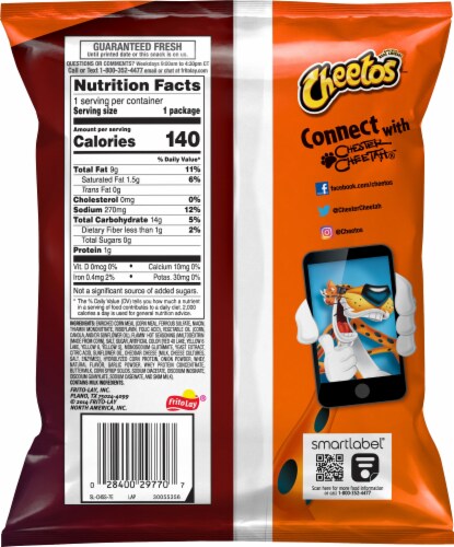 Cheetos® Bag of Bones® Flamin' Hot Cheese Flavored Snacks Perspective: back