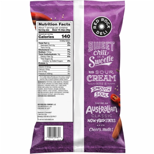 Red Rock Deli® Kettle Chips Sweet Chili Sour Cream Deli Style Potato Chips Snacks Perspective: back