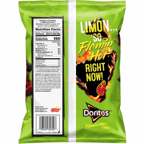 Doritos® Flamin' Hot Limon Flavored Tortilla Chips Perspective: back