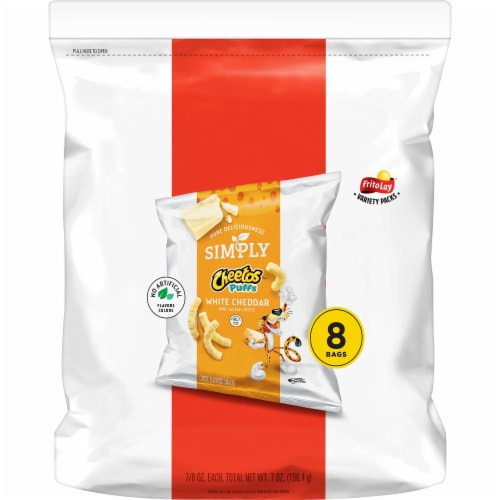 Cheetos Simply Puffs White Cheddar Flavored Cheese Puffs Snacks Perspective: back