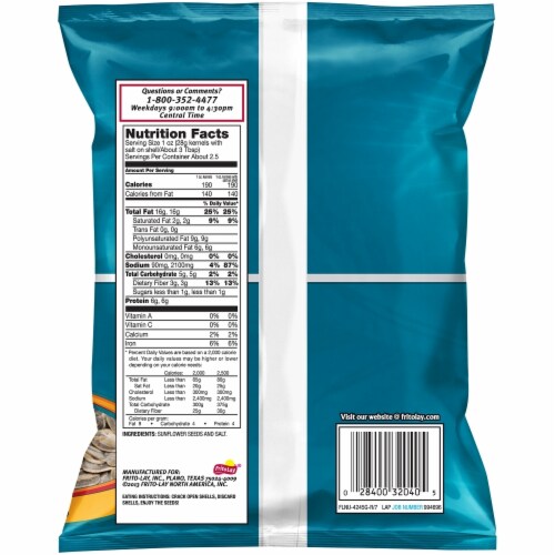 Frito Lay Original Sunflower Seeds Perspective: back