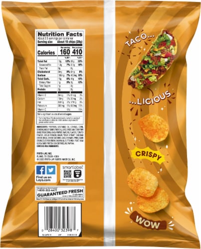 Lay's Crispy Taco Flavored Potato Chips Perspective: back