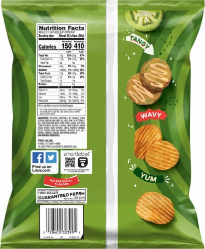 Lay's Wavy Fried Green Tomato Flavored Potato Chips Perspective: back