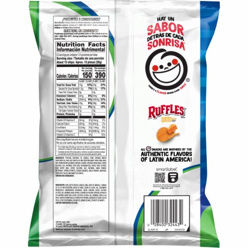 Ruffles® Queso Cheese Flavored Potato Chips Perspective: back
