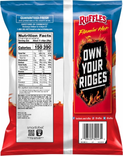 Ruffles® Flamin' Hot® Flavored Potato Chips Perspective: back