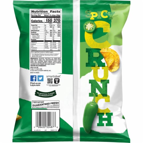 Lay's® Kettle Cooked Potato Chips Jalapeno Flavored Snacks Perspective: back