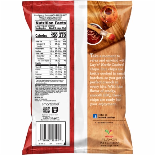 Lay's® Mesquite BBQ Kettle Cooked Potato Chips Perspective: back