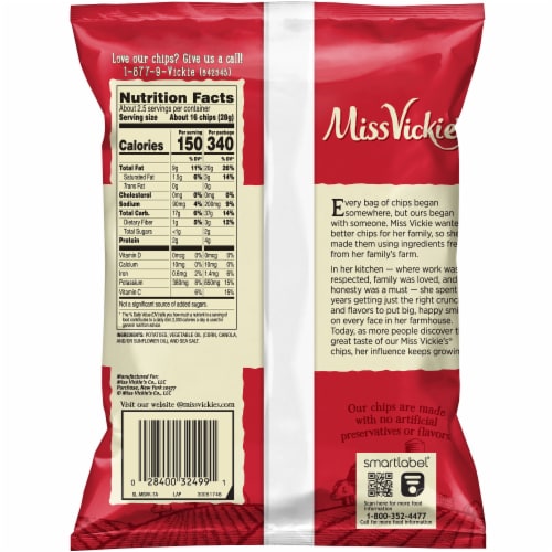 Miss Vickie's® Sea Salt Original Kettle Cooked Chips Perspective: back