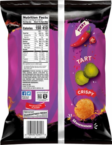 Lay's Flamin' Hot Dill Pickle Flavored Potato Chips Perspective: back