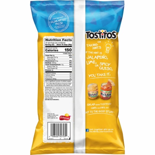 Tostitos Hint of Spicy Queso Flavored Tortilla Chips Perspective: back