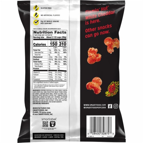 Smartfood® Flamin' Hot White Cheddar Flavored Popcorn Perspective: back