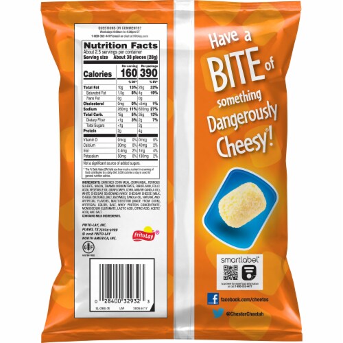 Cheetos White Cheddar Bites Cheese Flavored Snacks Perspective: back