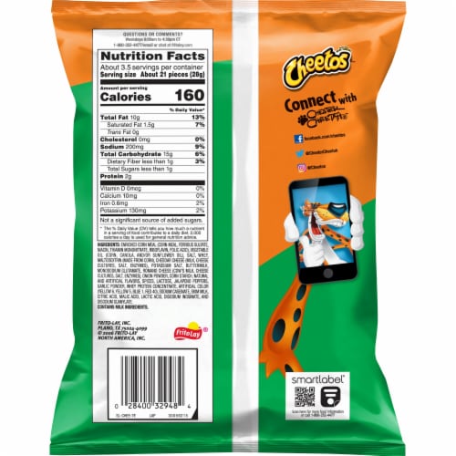 Cheetos® Crunchy Spicy Cheddar Jalapeno Flavored Cheese Snacks Perspective: back
