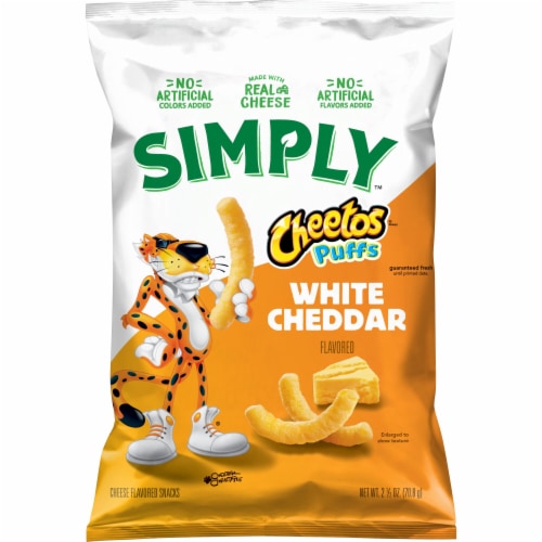 Cheetos Simply Puffs Cheese Flavored Snacks White Cheddar Flavored 2 1/2 Oz Perspective: back