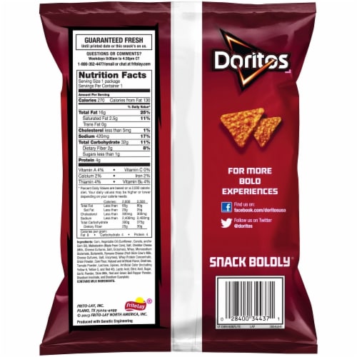 Doritos Nacho Cheese Tortilla Chips Perspective: back