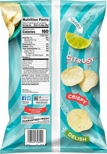 Lay's® Lime & Sea Salt Flavored Potato Chips Perspective: back