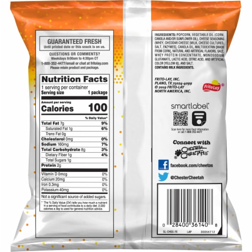 Cheetos® Cheddar Flavored Popcorn Perspective: back