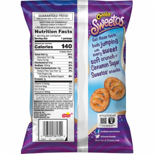 Cheetos Sweetos Cinnamon Sugar Puffs Snacks Perspective: back