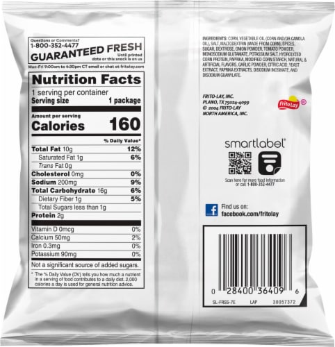 Fritos® BBQ Flavored Corn Chips Perspective: back