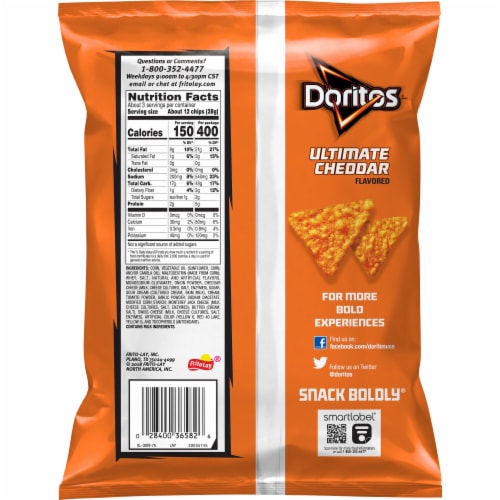 Doritos® Flavored Tortilla Chips Ultimate Cheddar Flovored Perspective: back