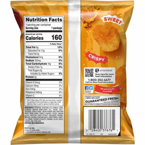 Lay's® Honey Barbecue Flavored Potato Chips Perspective: back