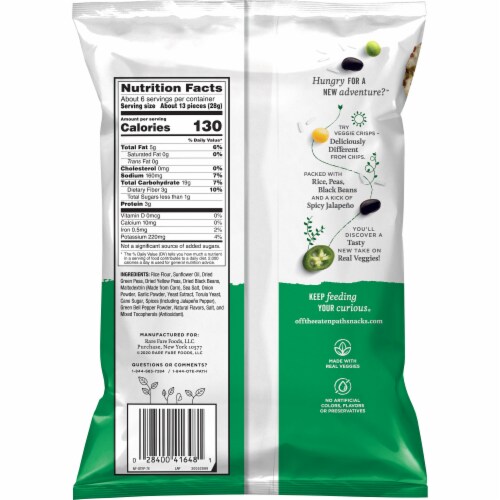 Off the Eaten Path Jalapeno Veggie Crisps Perspective: back