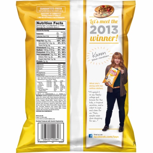 Lay's Cheesy Garlic Bread Flavored Potato Chips Perspective: back