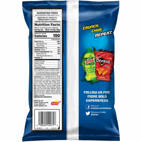 Doritos Cool Ranch Tortilla Chips Perspective: back