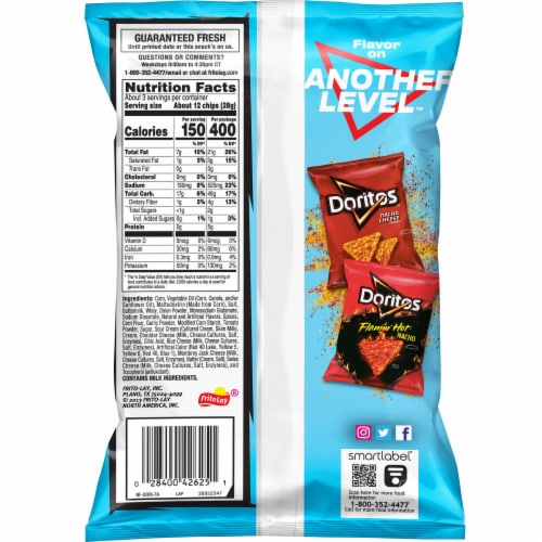 Doritos® Blazin' Buffalo & Ranch® Flavored Tortilla Chips Perspective: back