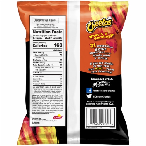 Cheetos Crunchy XXTRA Flamin' Hot Cheese Flavored Snack Chips, 8.5 oz Bag