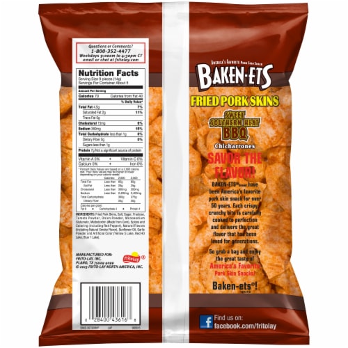Baken-Ets Sweet Southern Heat BBQ Chicharrones Fried Pork Skins Perspective: back