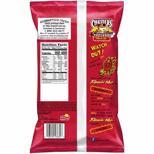 Chester's Flamin' Hot Popcorn Perspective: back
