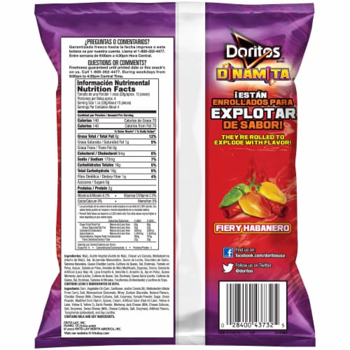 Doritos Dinamita Fiery Habanero Rolled Tortilla Chips Perspective: back